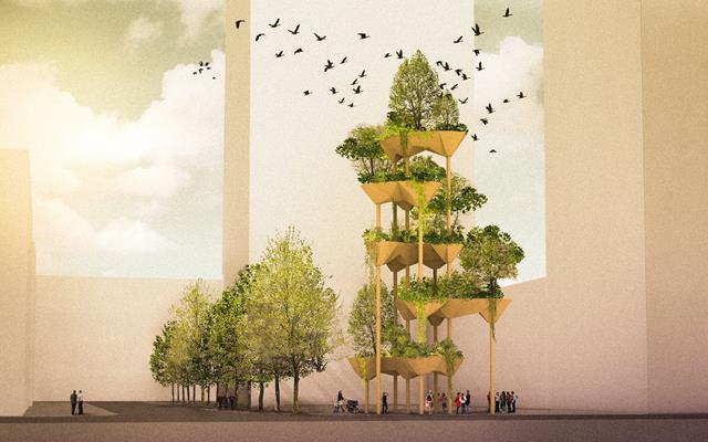 Animation des Holzturms "Semiramis" (© Gramazio Kohler Research)