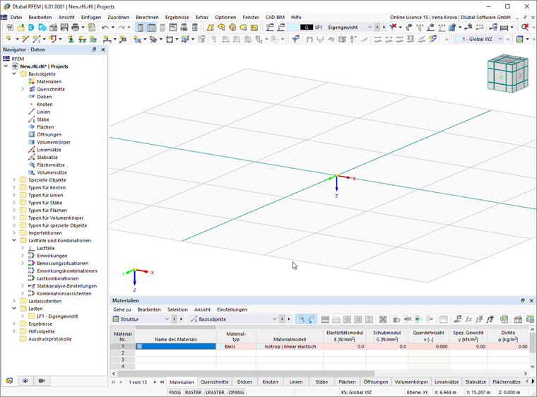 Benutzeroberfläche von RFEM