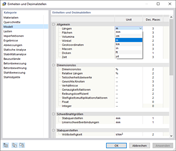Dialog "Einheiten und Dezimalstellen"