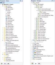 Navigator mit Reitern für 'Daten' und 'Anzeige'