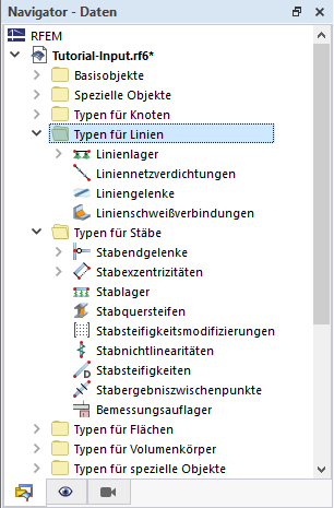 Typen für Linien und Stäbe
