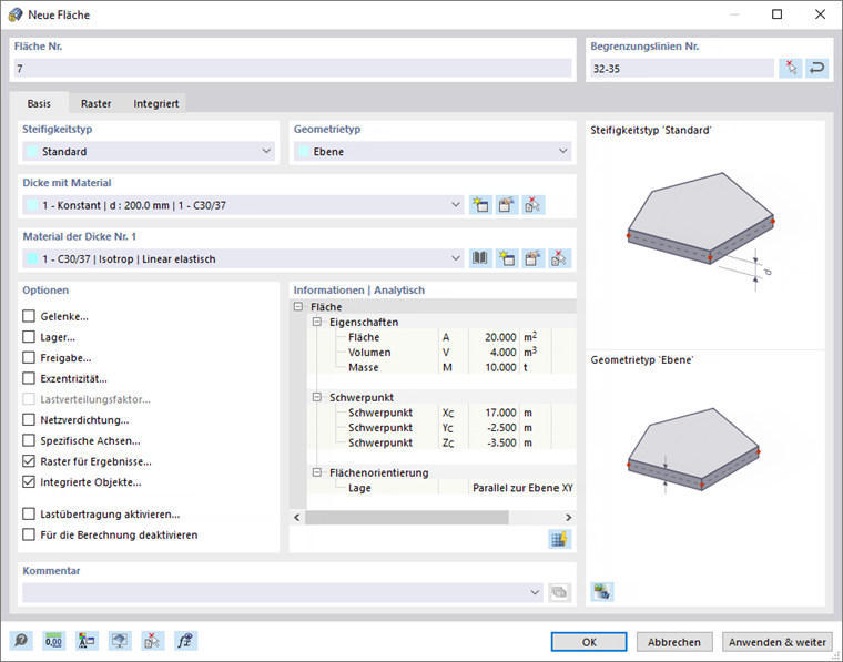 Dialog 'Neue Fläche'