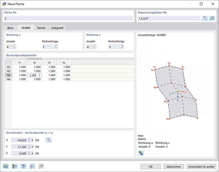 NURBS-Fläche definieren