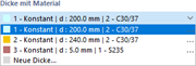 Dicke auswählen