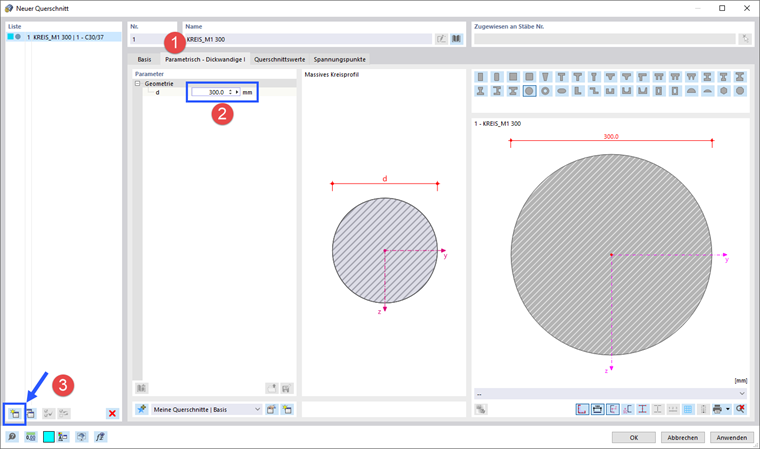Parametrischen Querschnitt festlegen
