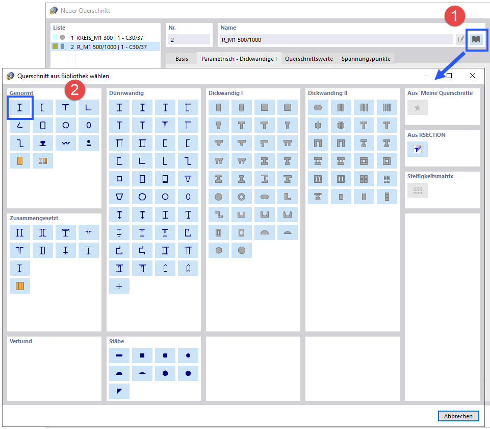 Genormte Stahlprofile in der Bibliothek