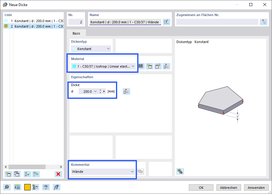 Weiteren Dickentyp definieren