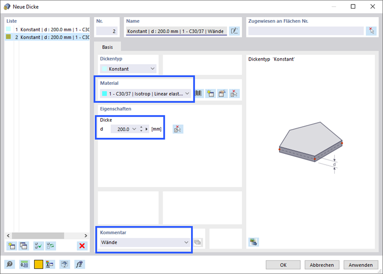 Weiteren Dickentyp definieren
