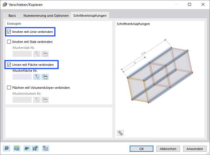 Erstellen von Linien und Flächen beim Kopieren
