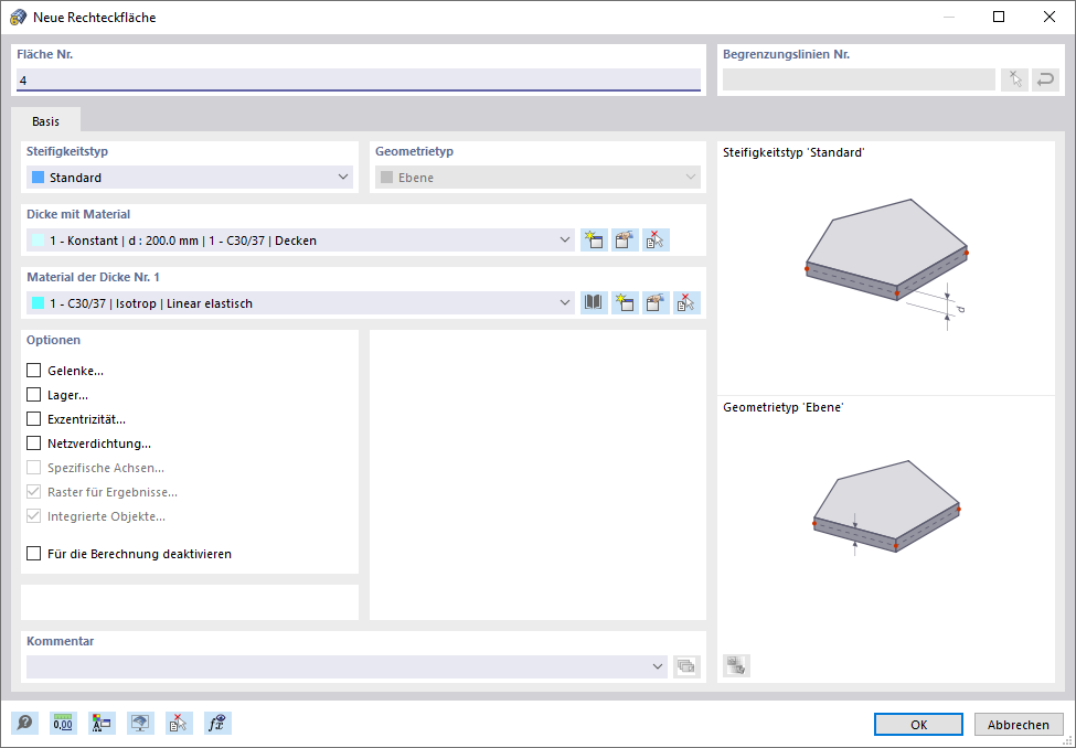 Dialog 'Neue Rechteckfläche'