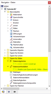Einträge in 'Typen für Stäbe' im Navigator