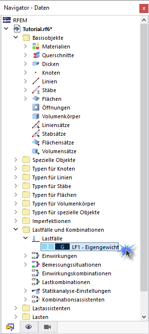'LF1 - Eigengewicht' im Navigator