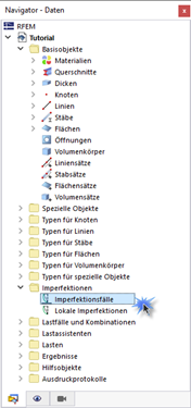 'Imperfektionsfälle' im Navigator