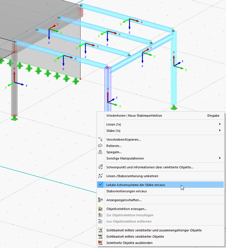 Anzeigen der lokalen Stabachsen