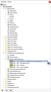 Bemessungssituationen im Navigator
