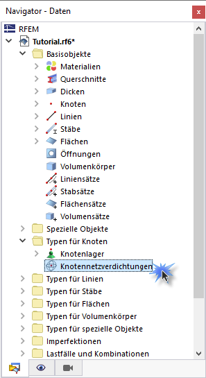 'Knotennetzverdichtungen' im Navigator