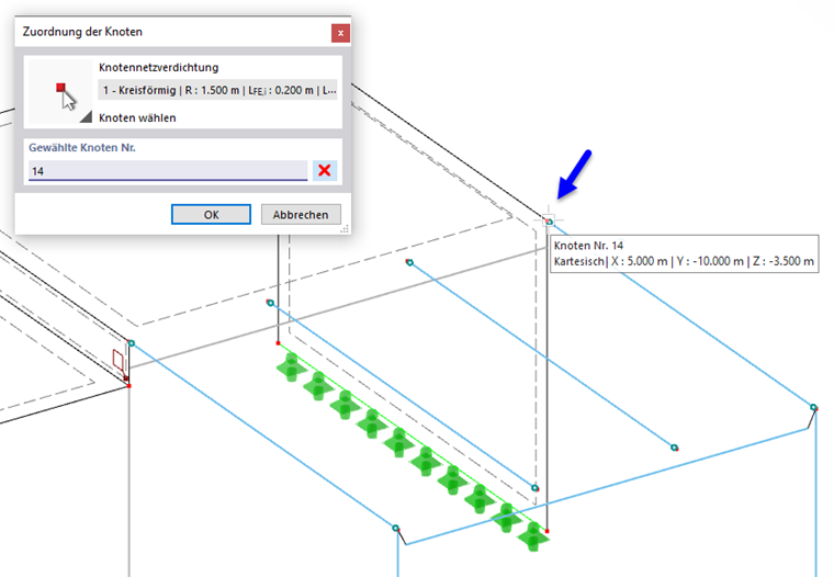 Knoten für Netzverdichtung auswählen