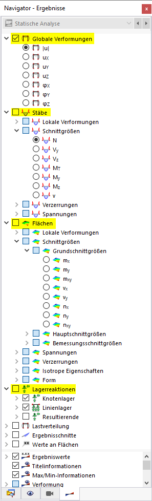 Navigator - Ergebnisse