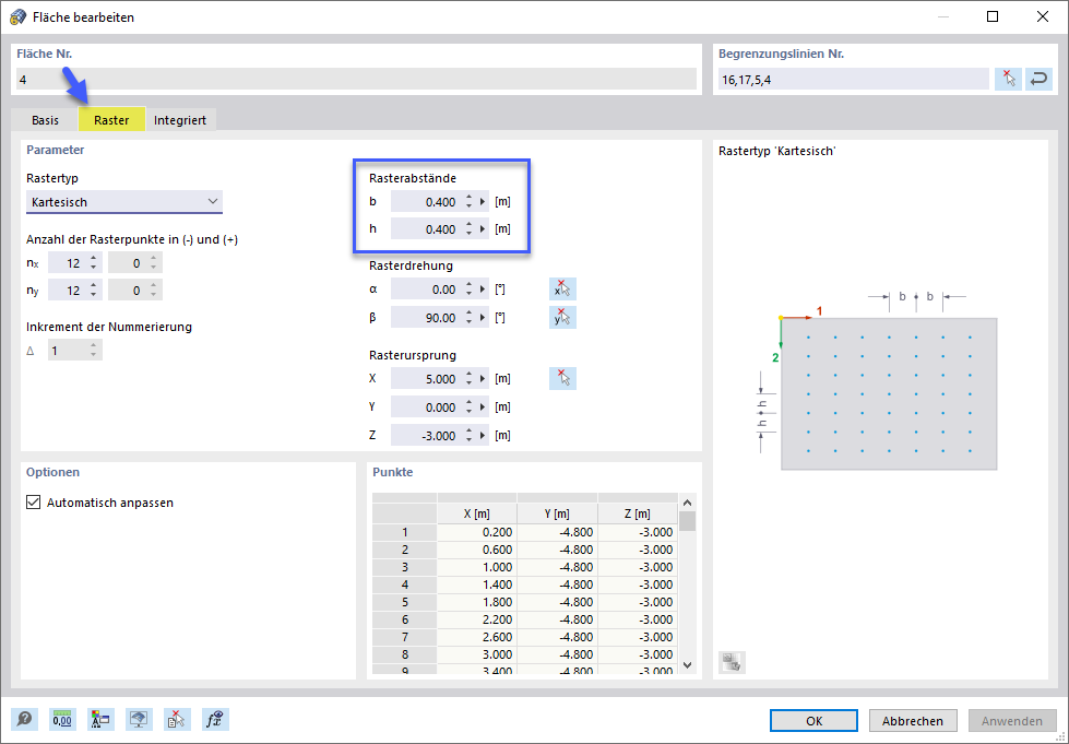 Raster für Flächenergebnisse anpassen
