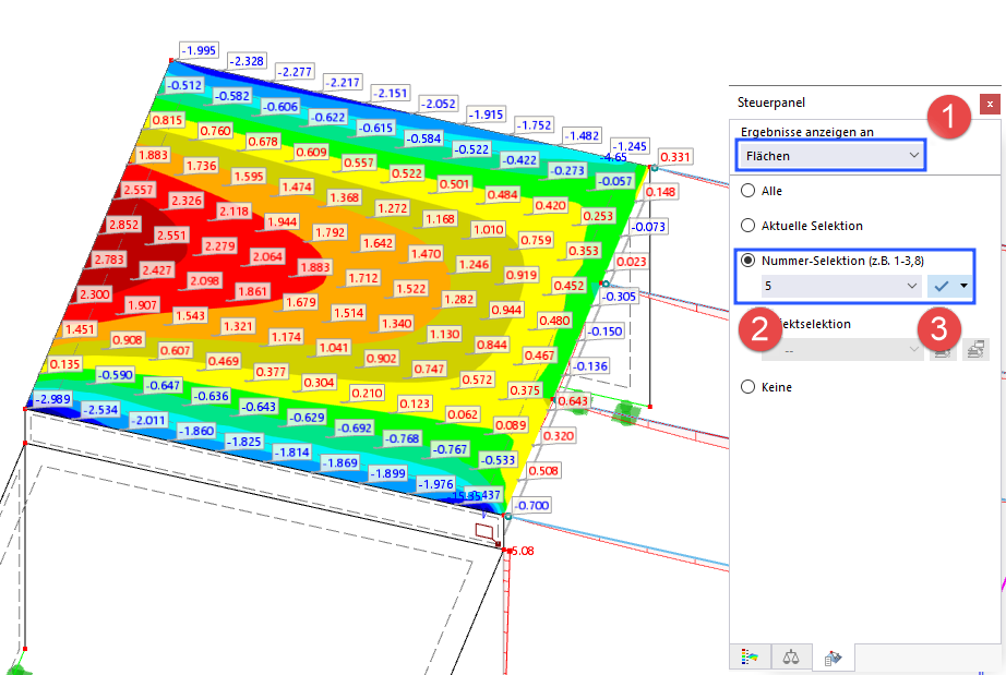 Flächenergebnisse nach Nummer auswählen