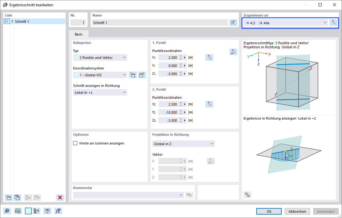 Platten für Ergebnisschnitt auswählen