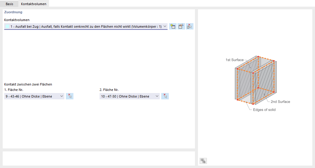 Kontakteigenschaften eines Volumenkörpers