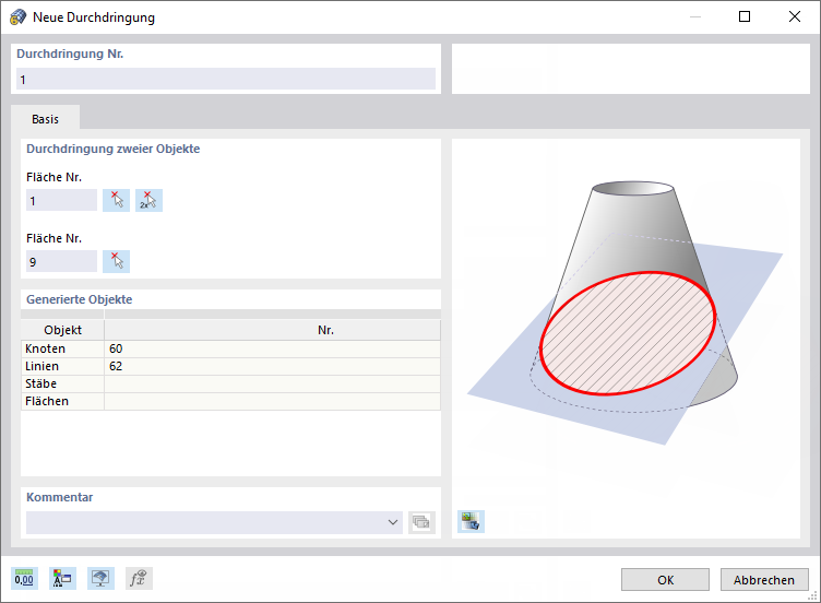 Dialog 'Neue Durchdringung'