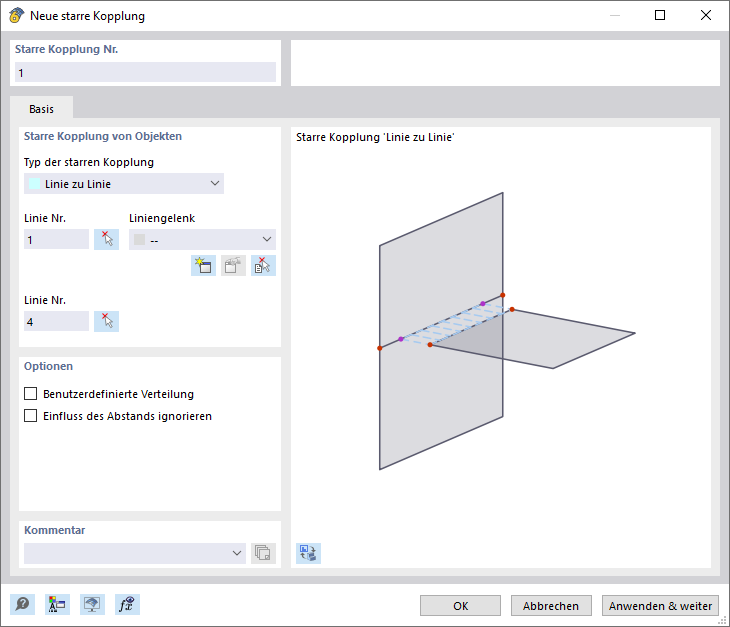 Dialog 'Neue starre Kopplung'