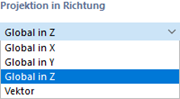 Projektionsrichtung auswählen