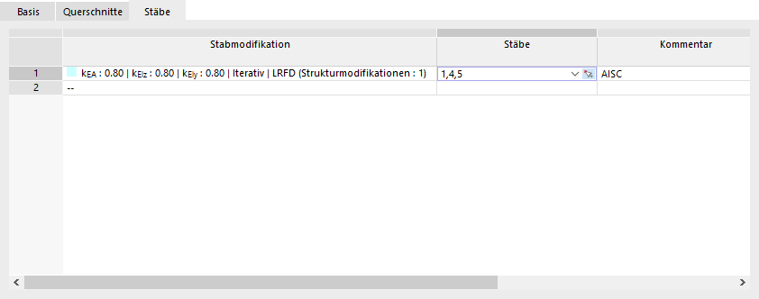 Steifigkeitsmodifikation für Stäbe definieren