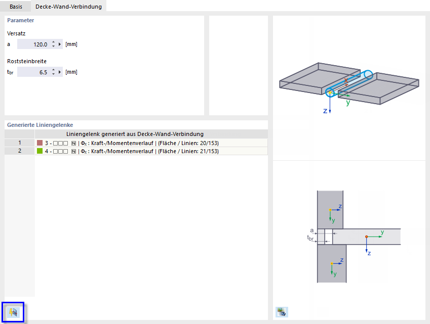Decke-Wand-Verbindung definieren