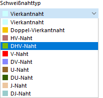 Schweißnahttyp auswählen