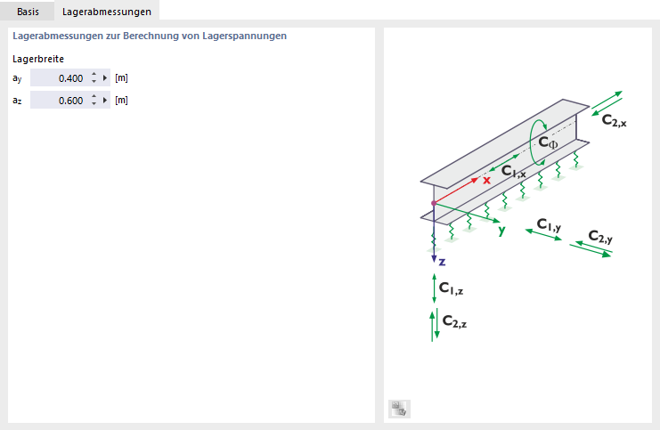 Lagerabmessungen festlegen