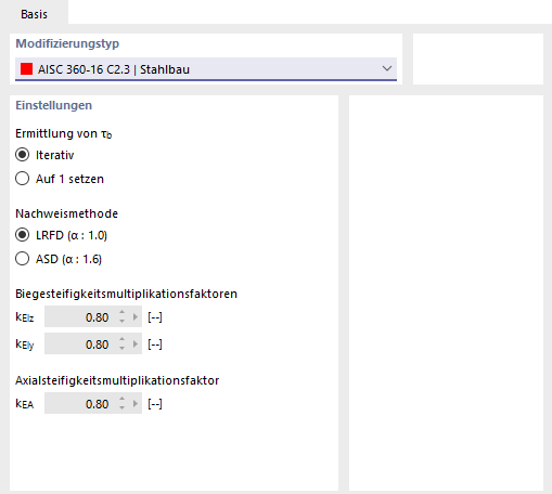 Einstellungen für AISC