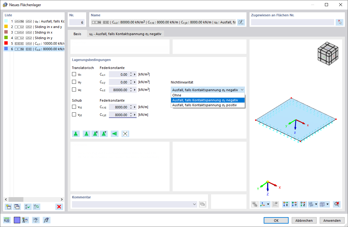 Dialog 'Neues Flächenlager'