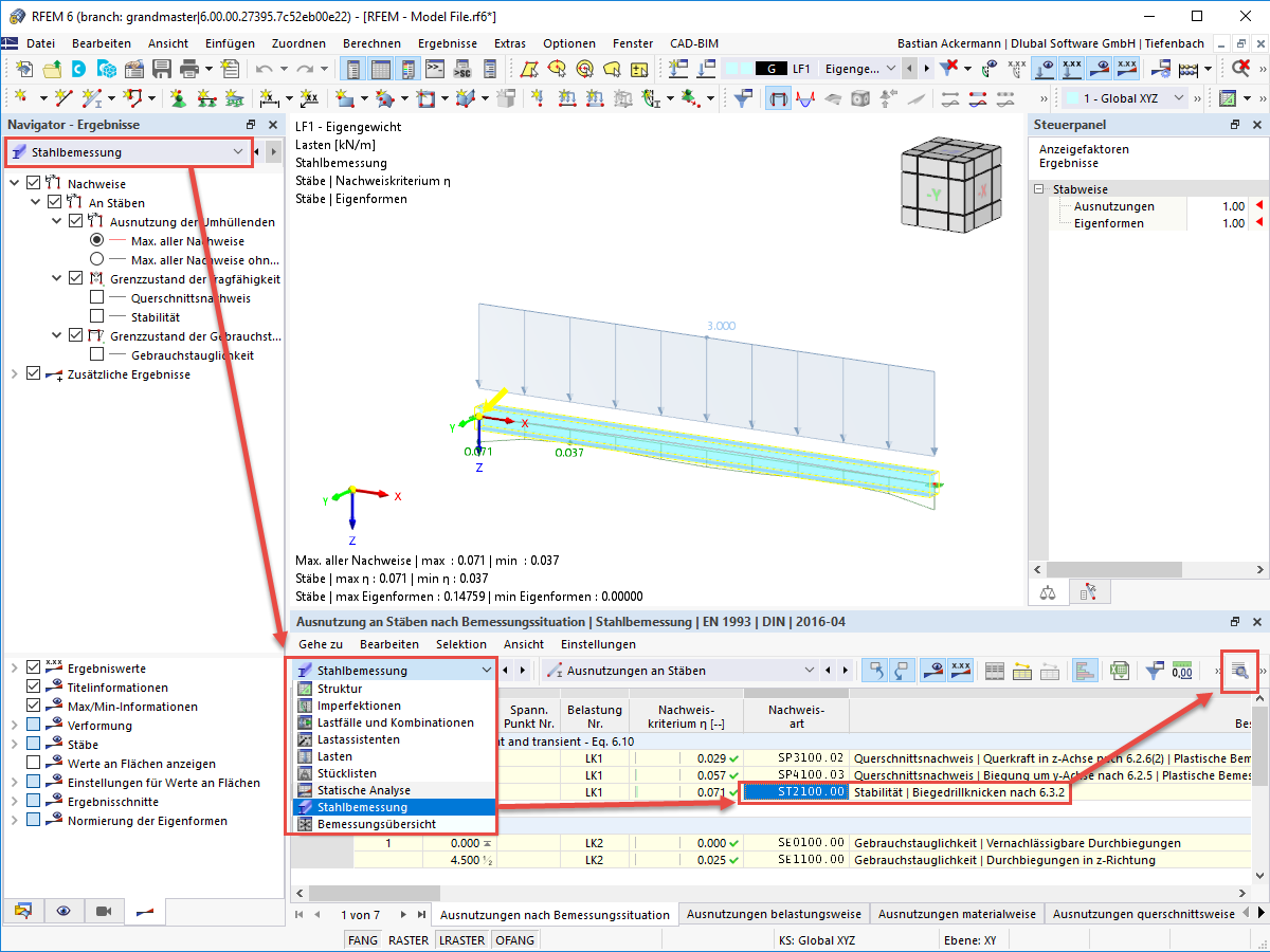 FAQ 005042 | Ich habe die Bemessung innerhalb der Basisangaben unter "Add-ons" aktiviert und alles berechnet. Wie komme ich zu den Ergebnissen meiner Beme