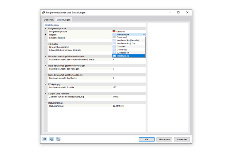 FAQ 005048 | Wie kann ich die Sprache und die Region in der Benutzeroberfläche ändern?
