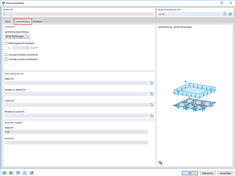 FAQ 005053 | Welche Möglichkeiten gibt es, Flächenlasten auf die Stäbe eines ebenen Stabtragwerkes als Stablasten zu verteilen?