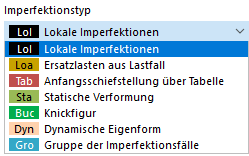 Imperfektionstyp auswählen