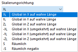 Skalierungsrichtung auswählen