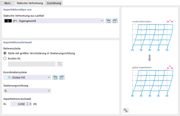 Statische Verformung aus Lastfall festlegen