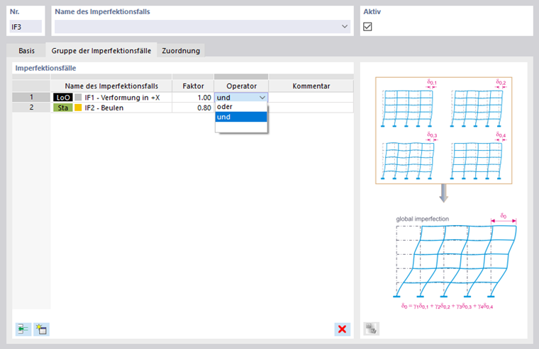 Gruppe der Imperfektionsfälle definieren