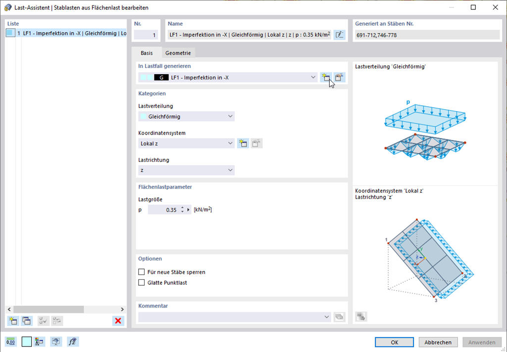 Feature 002014 | Stab-/Linienlasten aus Flächenlasten generieren