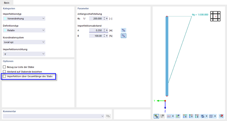 Imperfektionsabstand definieren