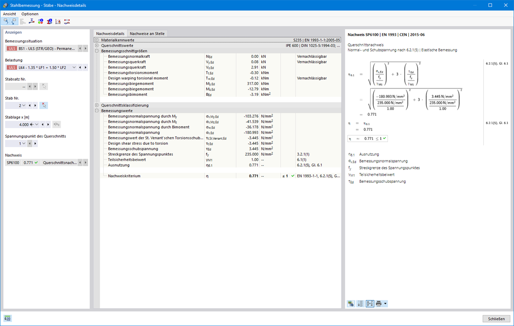 Nachweis unter Berücksichtigung der Wölbrafttorsion