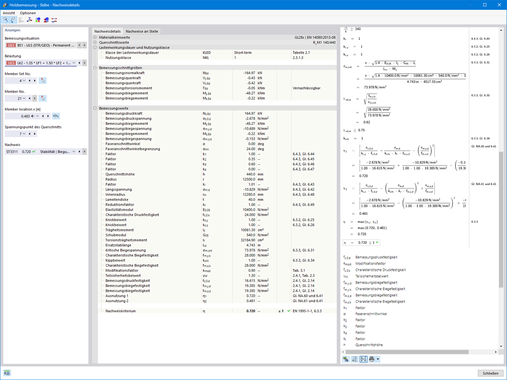 Stäbe - Nachweisdetails