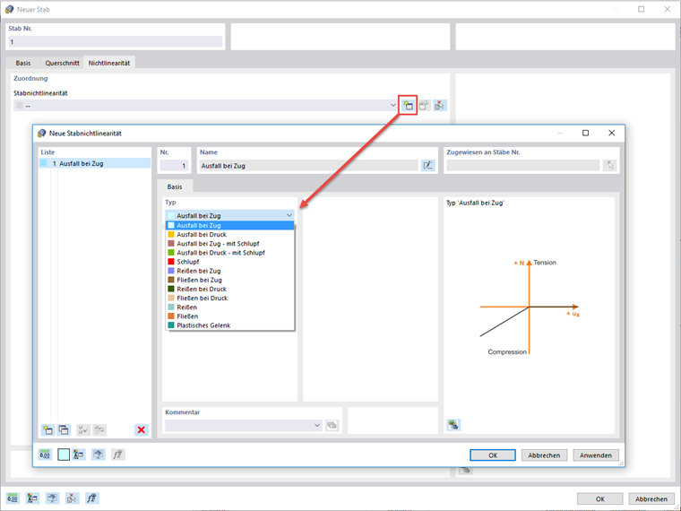 FAQ 005060 | Kann man zum Beispiel einen Stab definieren, der alle Schnittgrößen aufnehmen kann, bis auf beispielsweise Drucknormalkräfte?