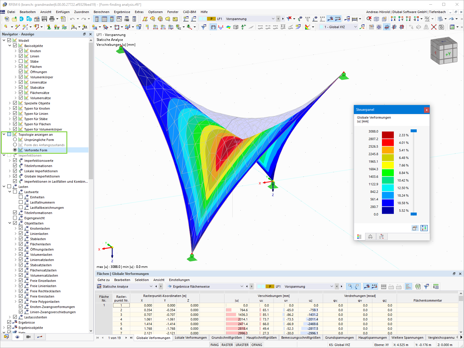 Topologie an verformter Form anzeigen