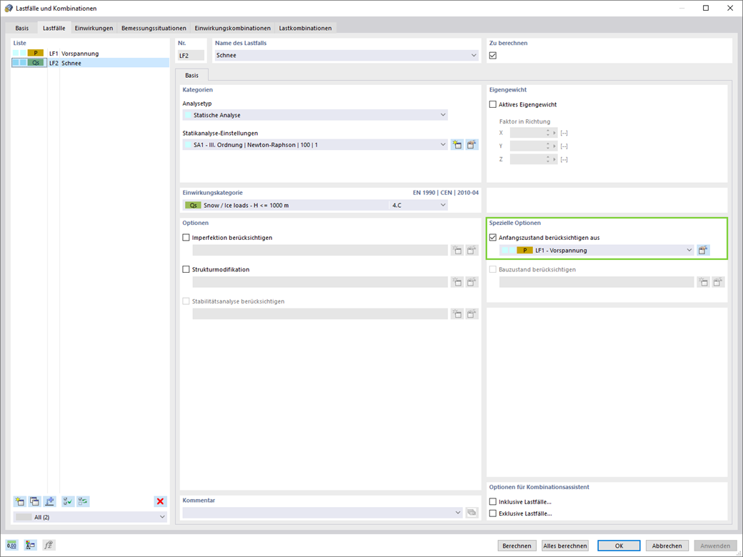 Anfangszustand berücksichtigen
