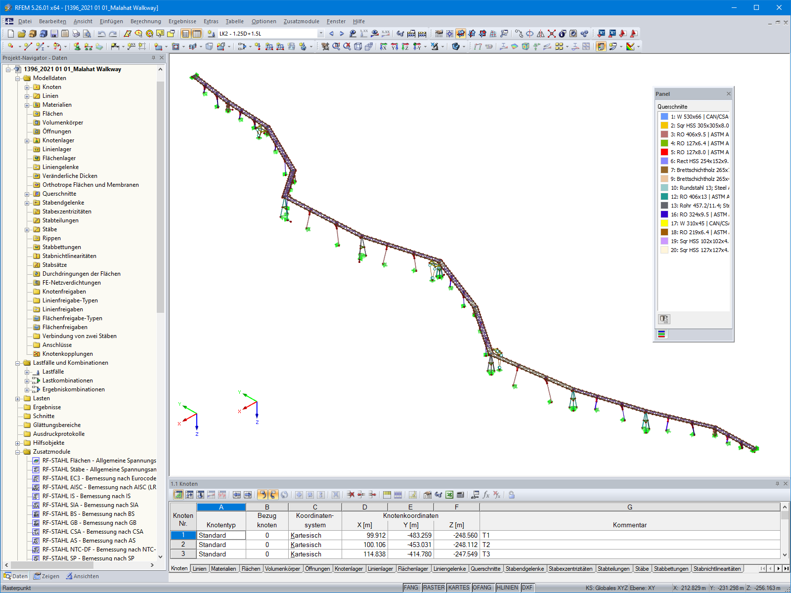 3D-Modell des Baumwipfelpfades Malahat SkyWalk in RFEM (© Aspect Structural Engineers)
